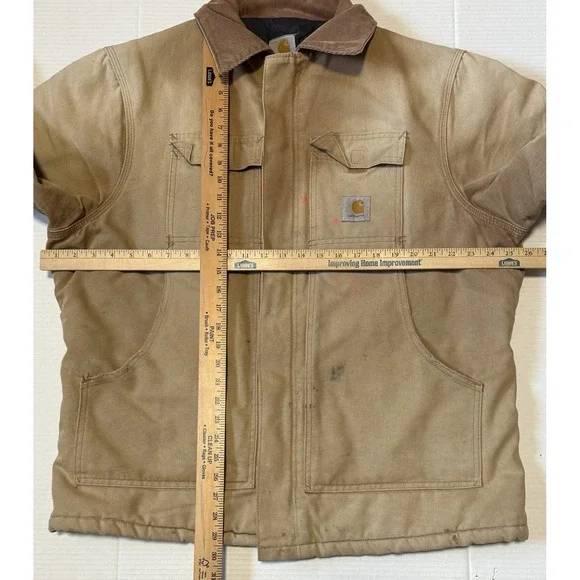 CARHARTT C03 - Men's Vintage Brown Arctic Quilt Lined Work Coat Jacket - Size 46